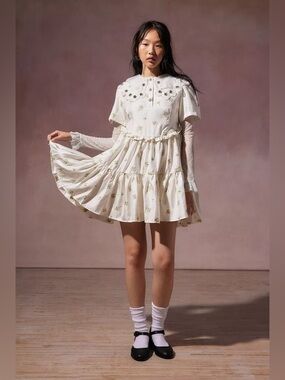 🆕 Dream Sister Jane Embellished Collar Mini Dress in Ditsy Floral XS
